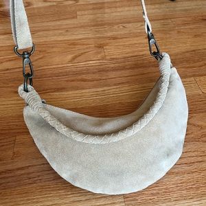 FREE PEOPLE Neutral Leather crescent bag